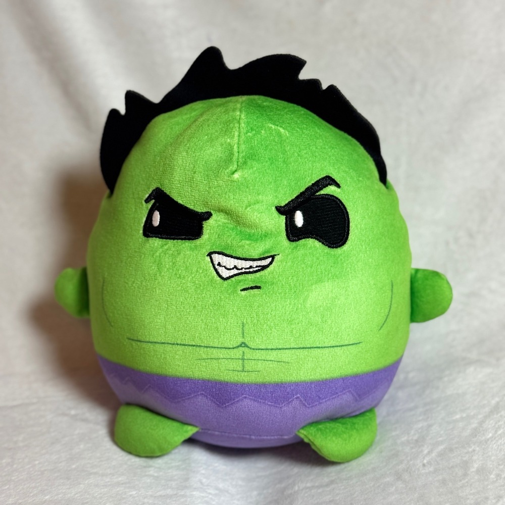 Marvel Hulk Green & Purple Plush Character, 10-in‎ Soft Rounded 2021 Pillow Doll